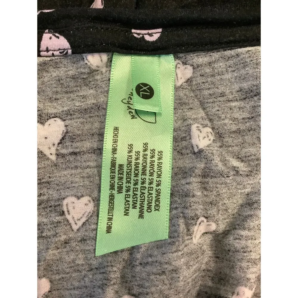 Honeydew Women's XL Black Hearts Jersey Fabric Short Sleeve Pajama Top O13-1